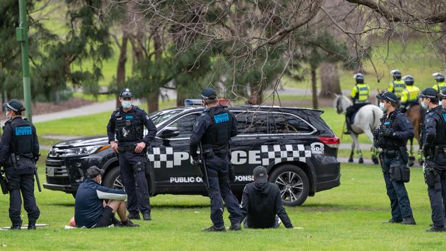 Police turn out in force. Picture: Tony Gough