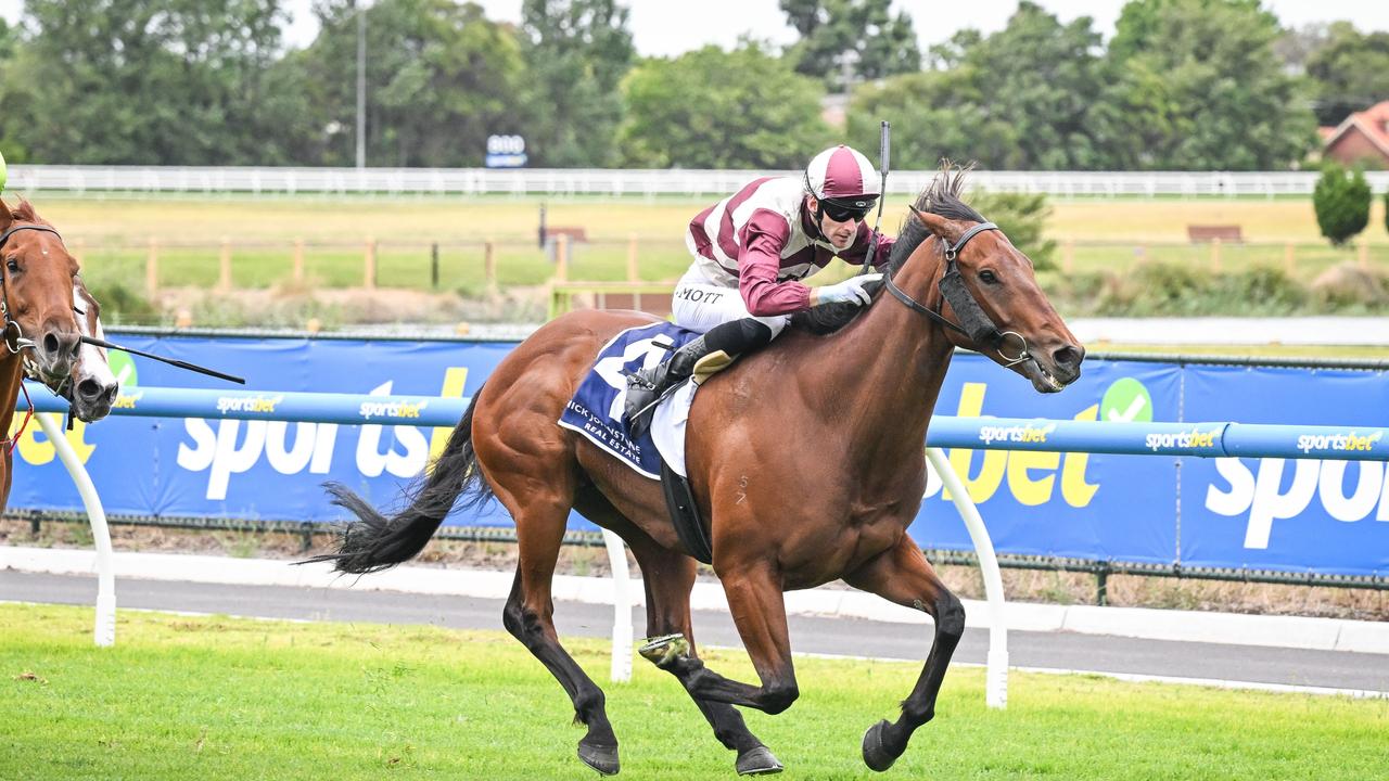 Ashford Street ridden by Jamie Mott lands the Nick Johnstone Real Estate Christmas Stakes at Caulfield Heath on Boxing Day Picture: Reg Ryan