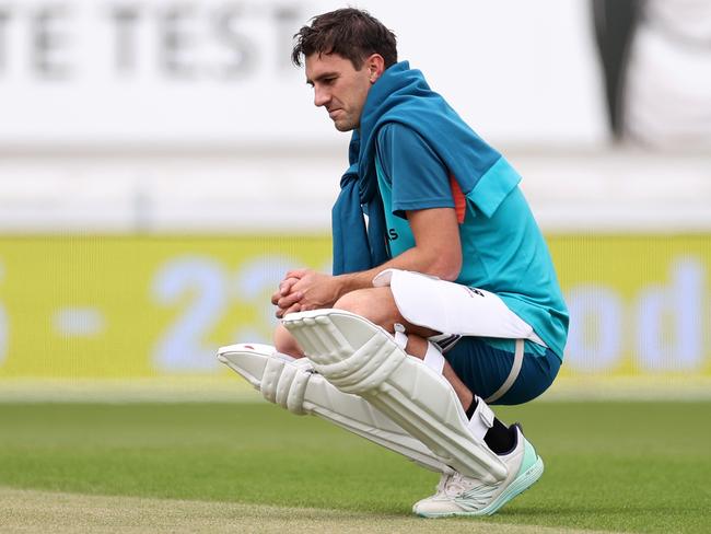 Pat Cummins inspects the pitch prior to the ICC World Test Championship final at The Oval. Picture: Ryan Pierse/Getty Images