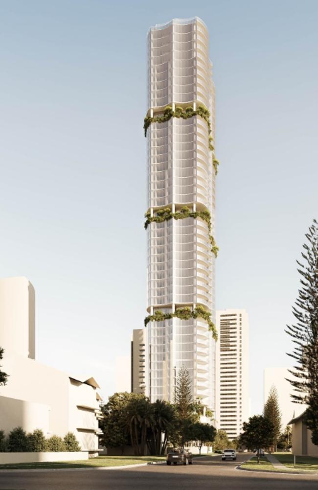 Artist impression of a 45-storey tower planned for Mary Avenue, Broadbeach by Abedian and Co, headed by Soheil Abedian. Picture: Supplied