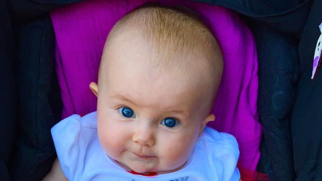 Five-month-old Aviana McElwee ... every night, before her parents go to sleep, they thank her for giving them the gift of another wonderful day of being her mum and dad. Picture: Supplied