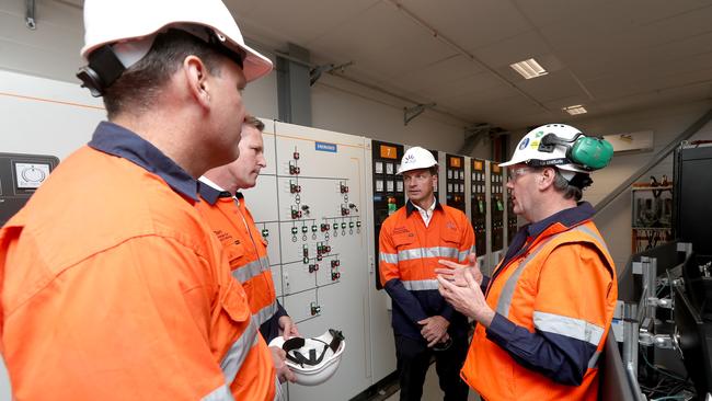 Inside the control room at Barker Inlet Power Station. Picture: AAP/Kelly Barnes