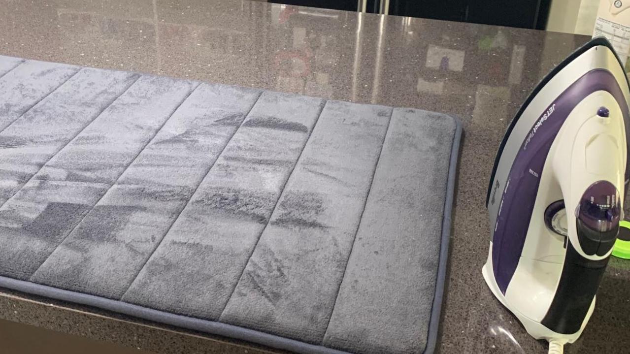 A Kmart shopper has revealed she uses the store’s $12 memory foam bath mat when she can’t be bothered pulling out her ironing board – and fellow shoppers love the idea. Picture: Facebook/ KmartHacks&amp;Decor