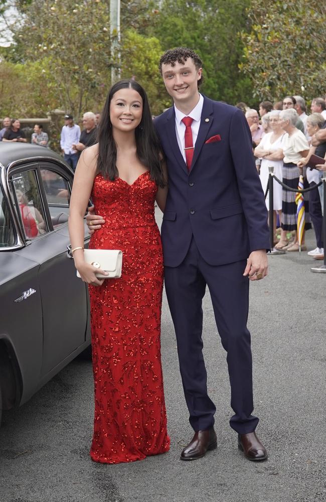 Students arriving in style for the 2024 Glasshouse Christian College formal at Flaxton Gardens.