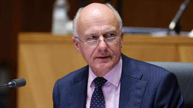 Senator Eric Abetz during Senate Estimates Committee for the Department Foreign Affairs in Parliament House in Canberra. Picture: NCA NewsWire / Gary Ramage