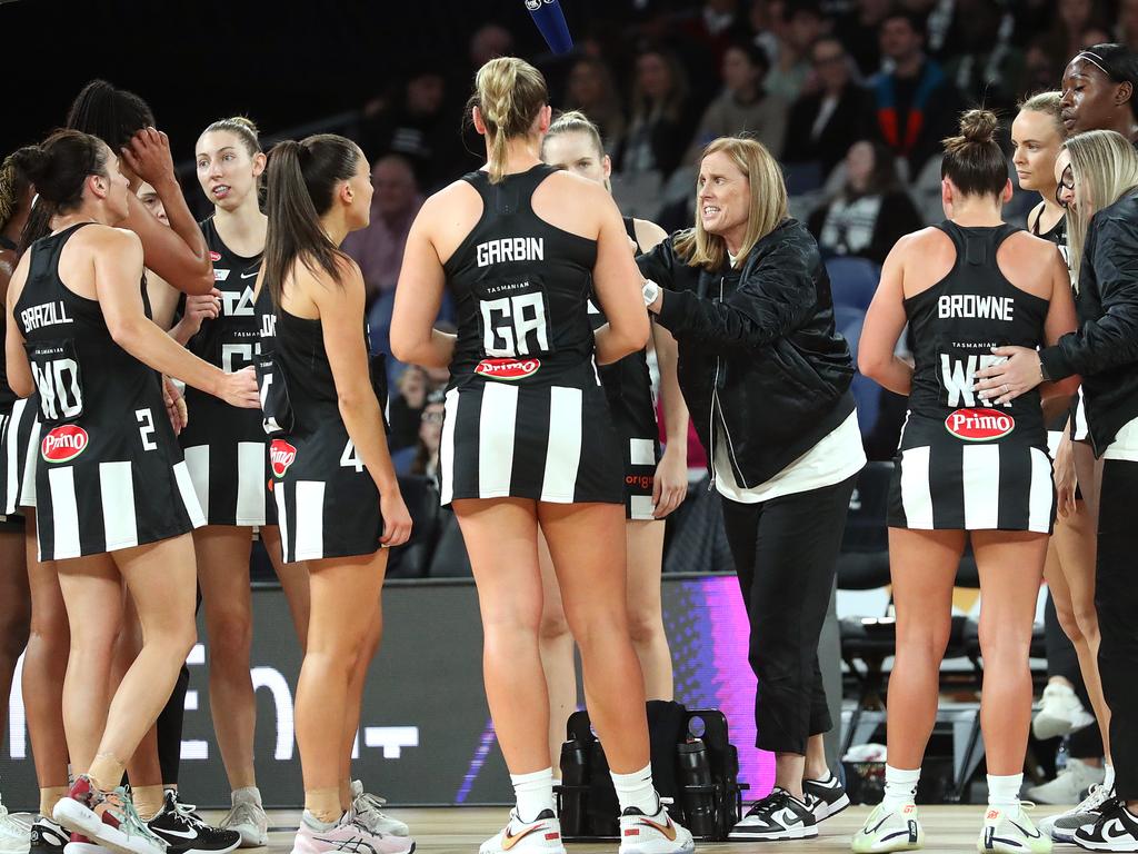 Richardson used the Magpies time-out to help swing momentum early in the match. Picture: Kelly Defina/Getty Images