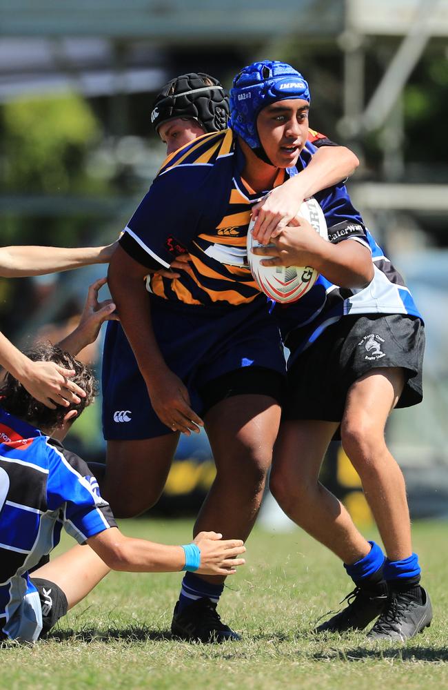 SURFERS PARADISE RUGBY, GOLD COAST , AUSTRALIA - April 10, 2021: Far North Coast U13s v USQ Saints U13s - Day Two of King of the Country rugby tournament.Played at Surfers Paradise Eagles Rugby Ground at Southport. Picture: Scott Powick Newscorp