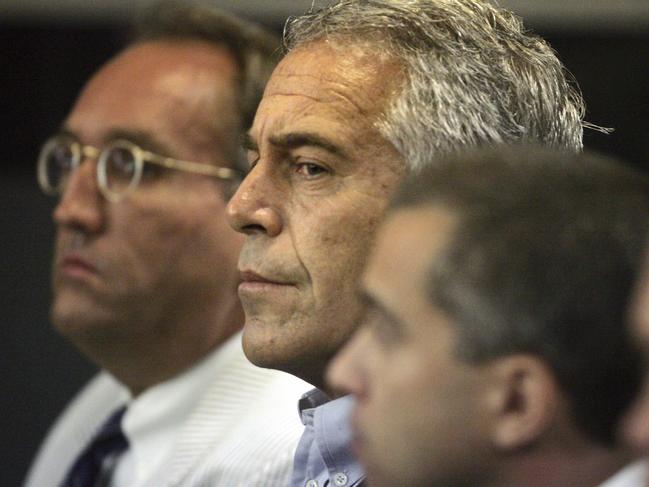 Jeffrey Epstein, centre, appears in court. Picture: AP