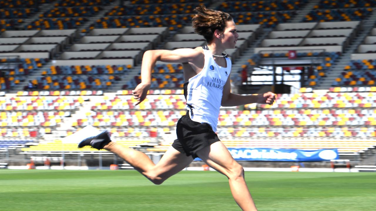 Calab Lau mens 100m u/20 Queensland athletic state titles. Saturday March 13, 2021. Picture, John Gass