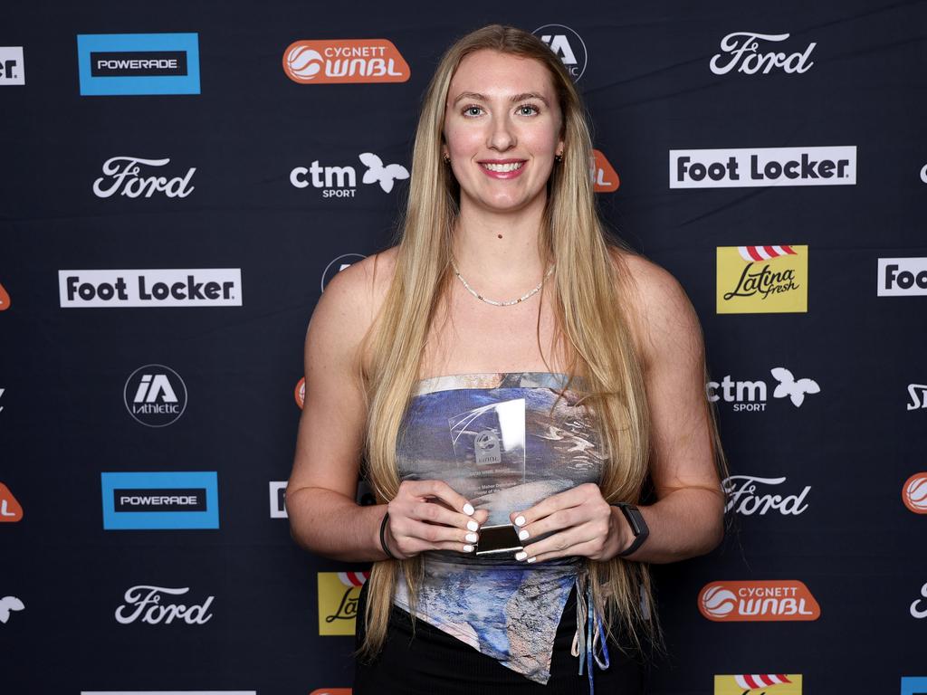 Townsville’s Lauren Cox won the 24/25 Robyn Maher Defensive Player of the Year Award. Photo by Graham Denholm/Getty Images for WNBL