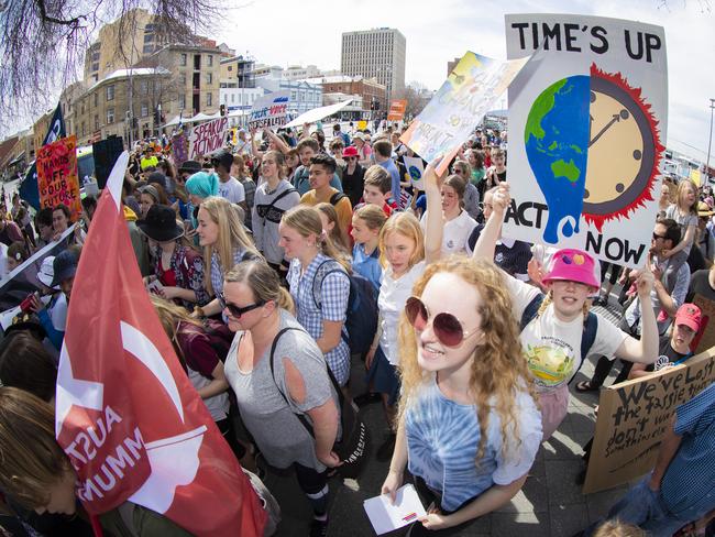 Climate strike rally in Hobart. Picture: RICHARD JUPE