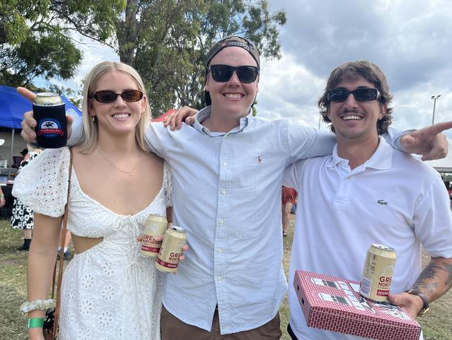 Zoe Gallagher, Daniel Dears and Isaac Pamero at the Torbanlea Picnic Races.