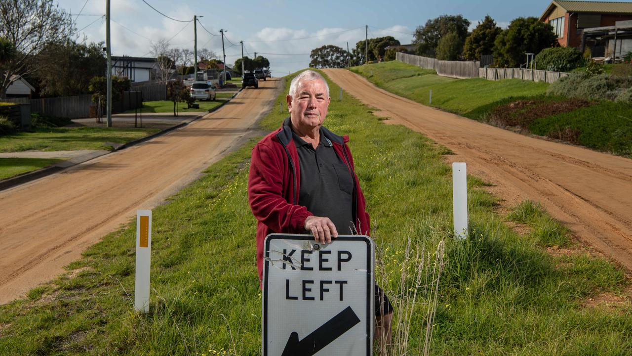 Stafford Curran is upset with the costs residents have to pay to seal roads in Portarlington. Picture: Brad Fleet