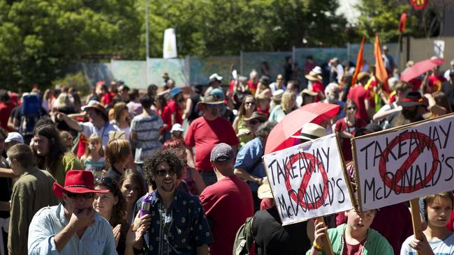 More than 3000 people attended a rally against McDonald's in Tecoma on March 2, 2013.