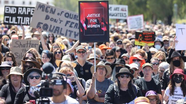 Anger about lack of respect for women, and the federal government’s perceived failure to recognise the problem, reached boiling point at the Women's March 4 Justice Rally at Parliament House in Canberra, in March this year. Picture: Gary Ramage