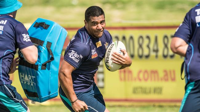 Moeaki Fotuaika at Titans preseason training. Picture: Supplied