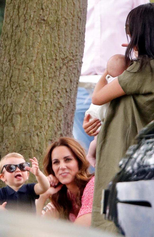 Prince Louis and Kate look on as Meghan holds Archie. Picture: Getty Images