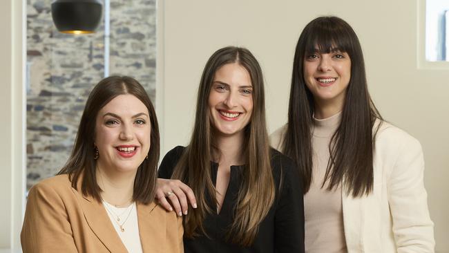 Erica Panagakos, Claire Lesiuk, and Alysia Panagakos from Clark Panagakos Family Law. Picture: Matt Loxton