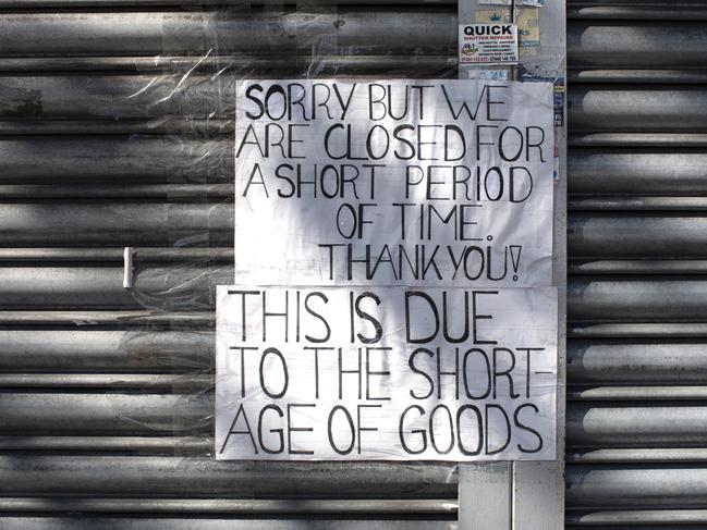 A sign on a closed shop in London. The UK’s lockdown could extend until 2021. Picture: Getty Images