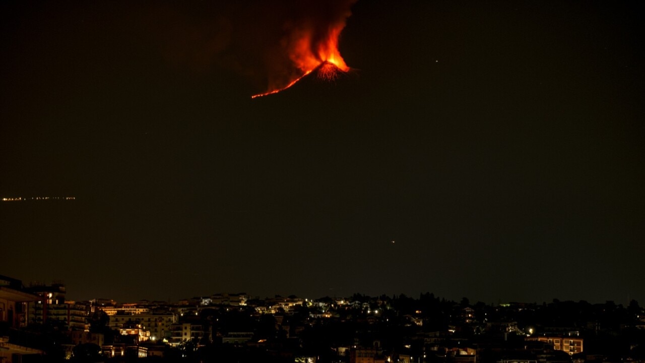 Europe’s largest volcano spewing lava and ash over Sicily