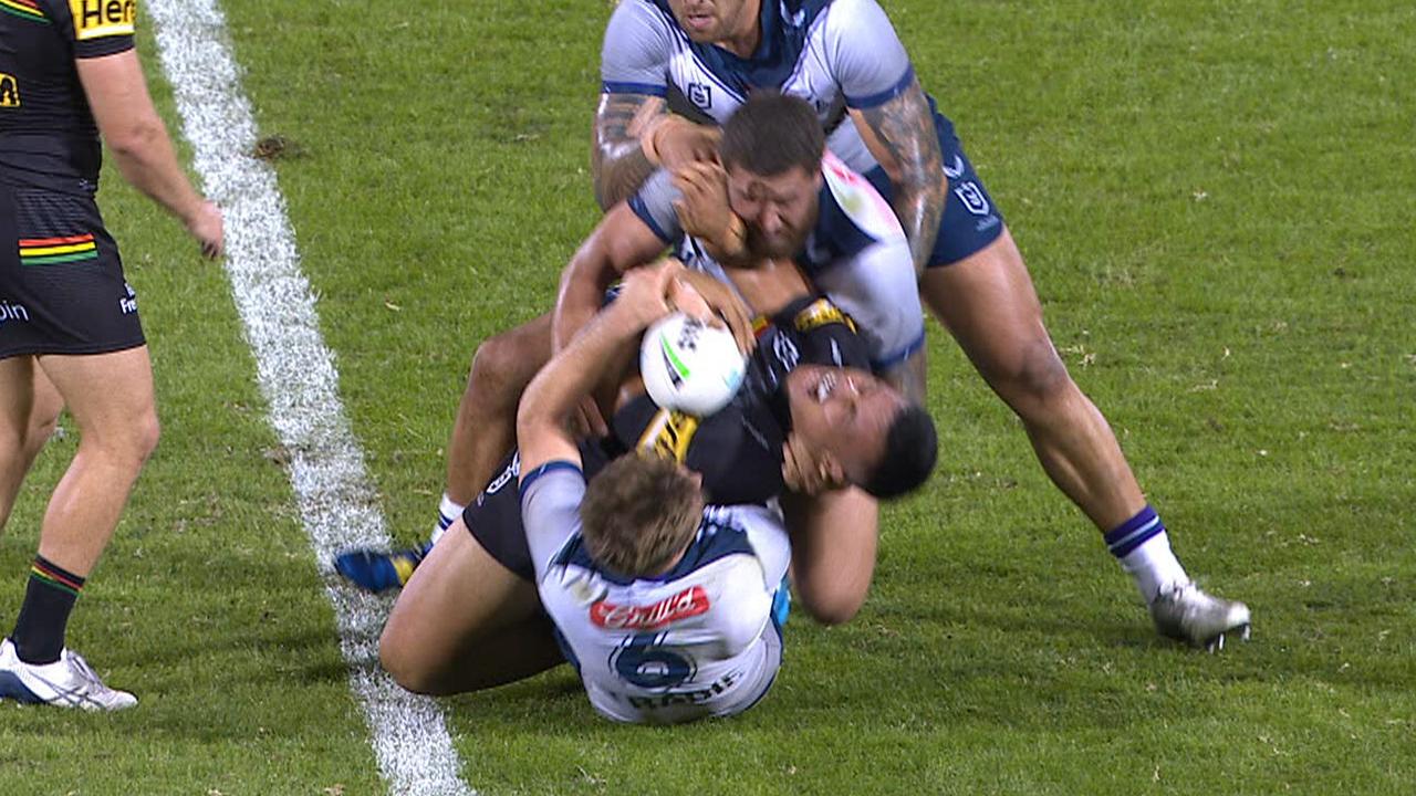 Cameron Munster's tackle on Spencer Leniu.