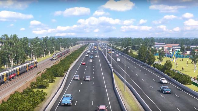 Artist impression of the Coomera Connector (Second M1) on the Gold Coast.