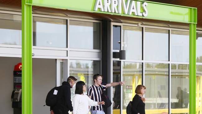 Hobart airport arrivals after stricter measures are enforced by state parliament. Picture: MATT THOMPSON