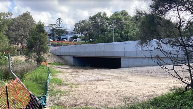 Construction of a new bridge over tiny Flat Rock Creek at Currumbin on the Southern Glitter Strip is dragging into its third calendar year. Picture: Greg Stolz