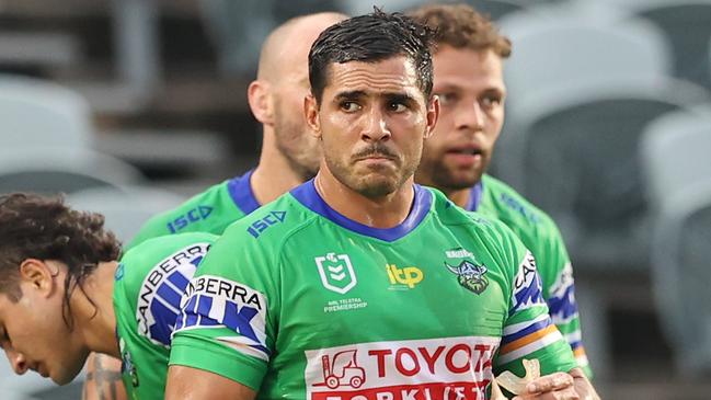 Jamal Fogarty is going to have to wait a while to make his debut for the Raiders. Picture: Ashley Feder/Getty Images