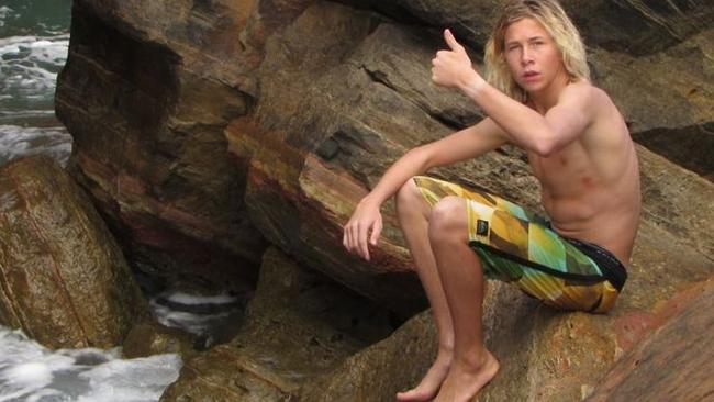 Cooper Allen, 17, who was surfing at Ballina's Lighthouse Beach when a shark bit him on the upper thigh.