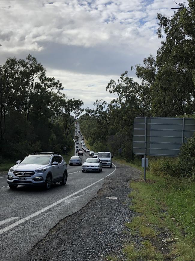 Morning traffic at Yalwalpah Road in Pimpama.