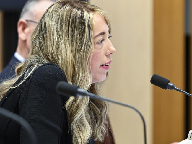 Rebecca Falkingham, CEO of the National Disability Insurance Agency appears at the Community Affairs Estimates in Canberra. Picture: NewsWire / Martin Ollman