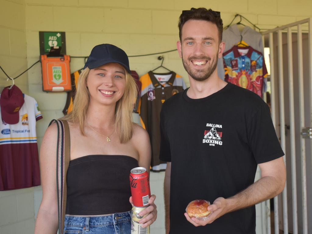 Jas Rolls and Jackson Ludeke at the AFL Capricornia senior grand final day at Stenlake Park, Rockhampton, on August 31, 2024.