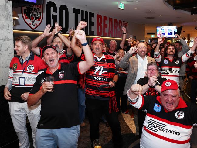 Bears fans celebrating at Norths Cammeray. Picture: Tim Hunter.