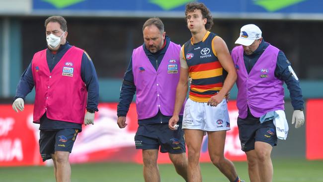 The Crows’ Will Hamill was concussed in round 15. Picture: Simon Sturzaker/AFL Photos via Getty Images