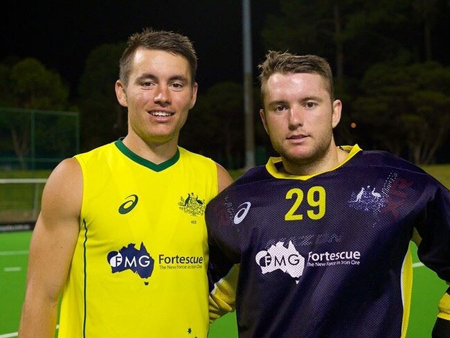 Jeremy (left) and Leon when they both wore Kookaburra colours. Picture: Nick Jones