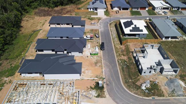 House construction under development in the Cherrybrook Estate in Bentley Park. Picture: Brendan Radke