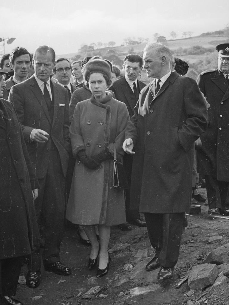 The Queen and Prince Philip visited the town in the aftermath. Picture: Stan Meagher/Express/Getty Images