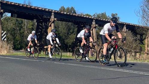 Byron Bay Cycle Club members on Union St, South Lismore.