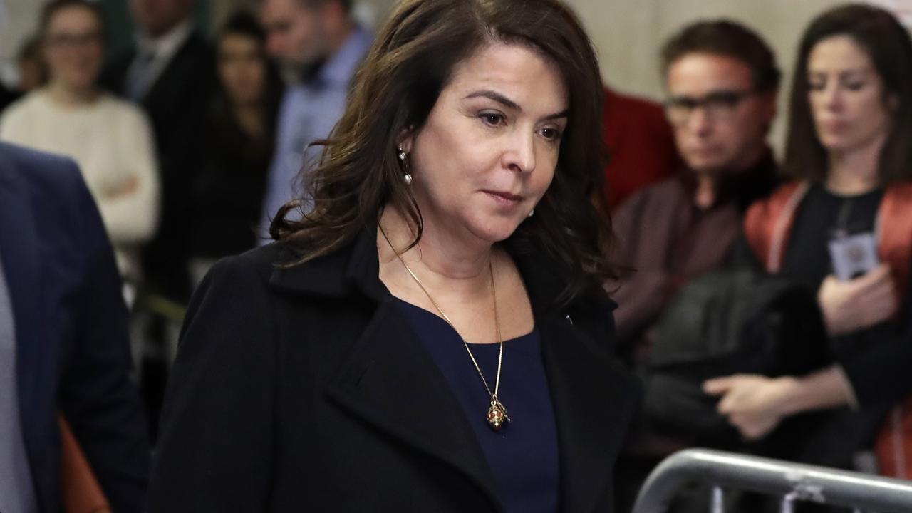 Annabella Sciorra returns after a lunch break in Harvey Weinstein's rape trial. Picture: Richard Drew/AP