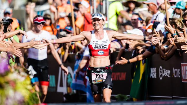 Triathlete Liz Blatchford competing at the 2018 Ironman World Championships in Kona, Hawaii. Picture credit: Korupt Vision.