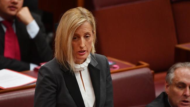 Labor senator Katy Gallagher in the Senate chamber. Picture: AAP