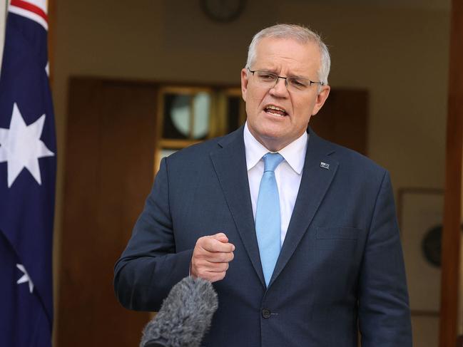 Scott Morrison has made his first pitch to voters of the official election campaign. Picture: AFP