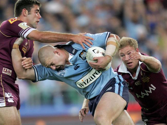 Junior Paulo is ready to “run through blokes” on Origin debut for NSW after some inspiring words from his idol, former Blues prop Mark O’Meley (pictured). Picture: David Kapernick.