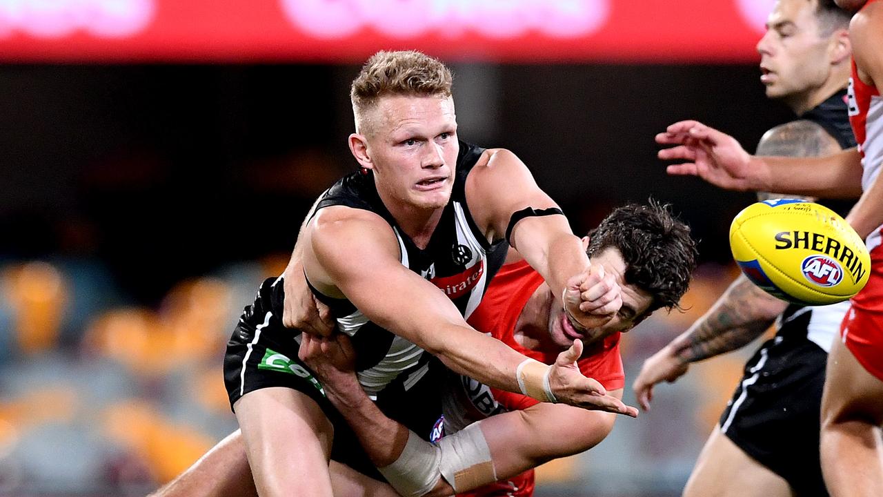 Adam Treloar's future at Collingwood has been questioned. (Photo by Bradley Kanaris/Getty Images)