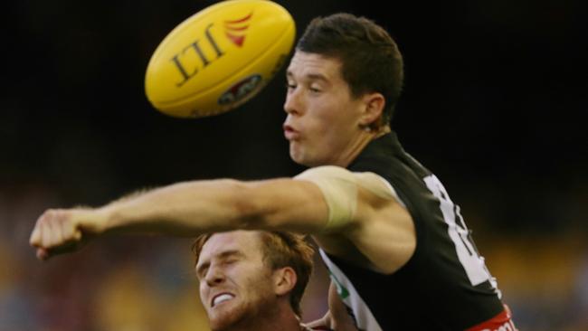 Henry Schade is making the most of his second chance at the Magpies. Picture: Wayne Ludbey