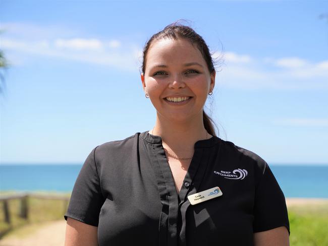 Reef Catchments coastal and biodiversity projects officer Cass Hayward at the Reef Community Action Plan launch at Mackay Harbour on Sunday, April 11, 2021. Picture: Heidi Petith