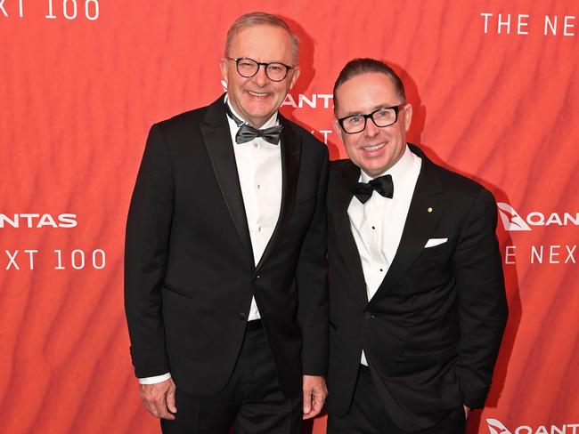 Anthony Albanese with former Qantas CEO Alan Joyce. Picture: James D. Morgan