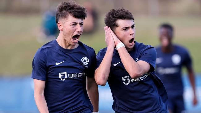 Christian Polyzoudis (left) was named U16 Player of the Tournament after a championship winning National Youth Championships with Football Victoria. Photo: Damian Briggs