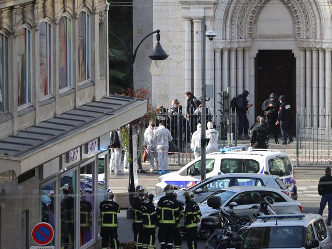 An elite tactical French police unit at the scene. Picture: AFP